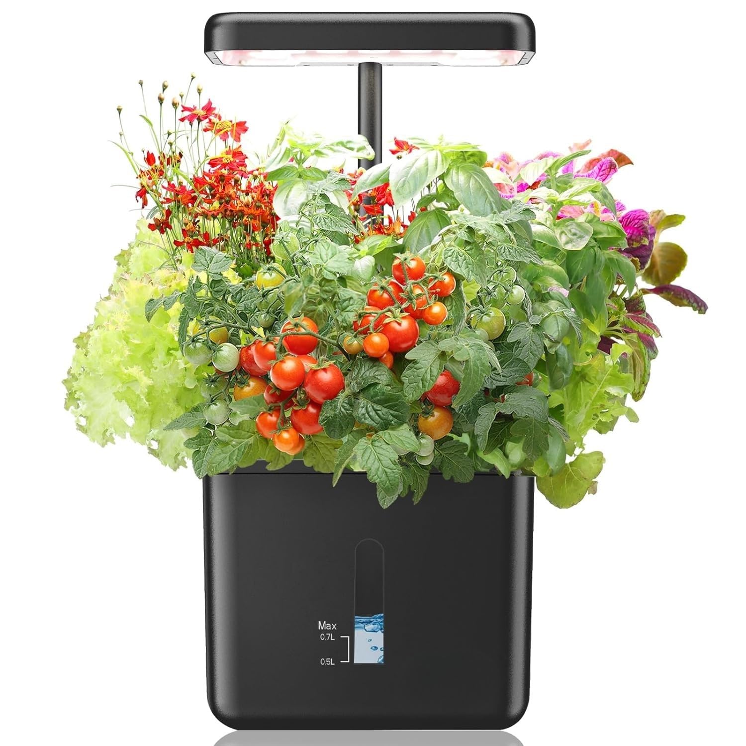 Indoor Smart Garden Planter System with 17W LED Grow Light | Self-Watering Plant Pot with Auto Timer | Soil-Based Indoor Gardening Kit | Compact Herb & Plant Grower for Home (Black)-image-21