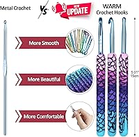 Vista 4 de Coopay Ganchos de ganchillo cálidos, 9 tamaños de 2.25 a 6.5mm, agujas de ganchillo ergonómicas de sirena extra largas para tejer a ganchillo