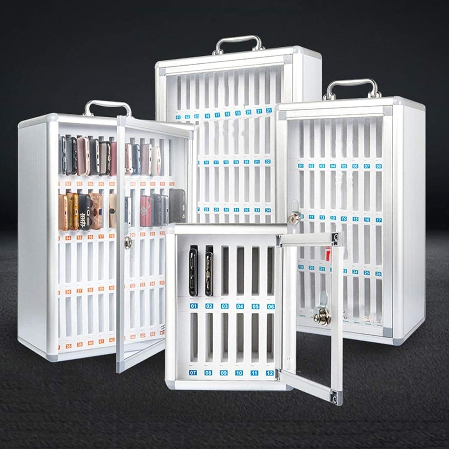 番号付きロック付きロッカーセーフティボックス、透明な携帯電話ストレージ用 - 学校、工場、試験作業に最適 - 安全で整理されたソリュ