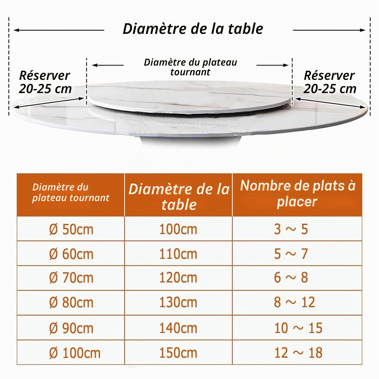 Plateau De Service Rotatif Lazy Susan En Bois Rond, Ø 50cm 60cm 70cm 80cm 90cm Grand Plateau Tournante Pour Table À Manger, Assiette De Service 360° Rotative, Avec Roulement Silencieux(Wood,Ø60cm)