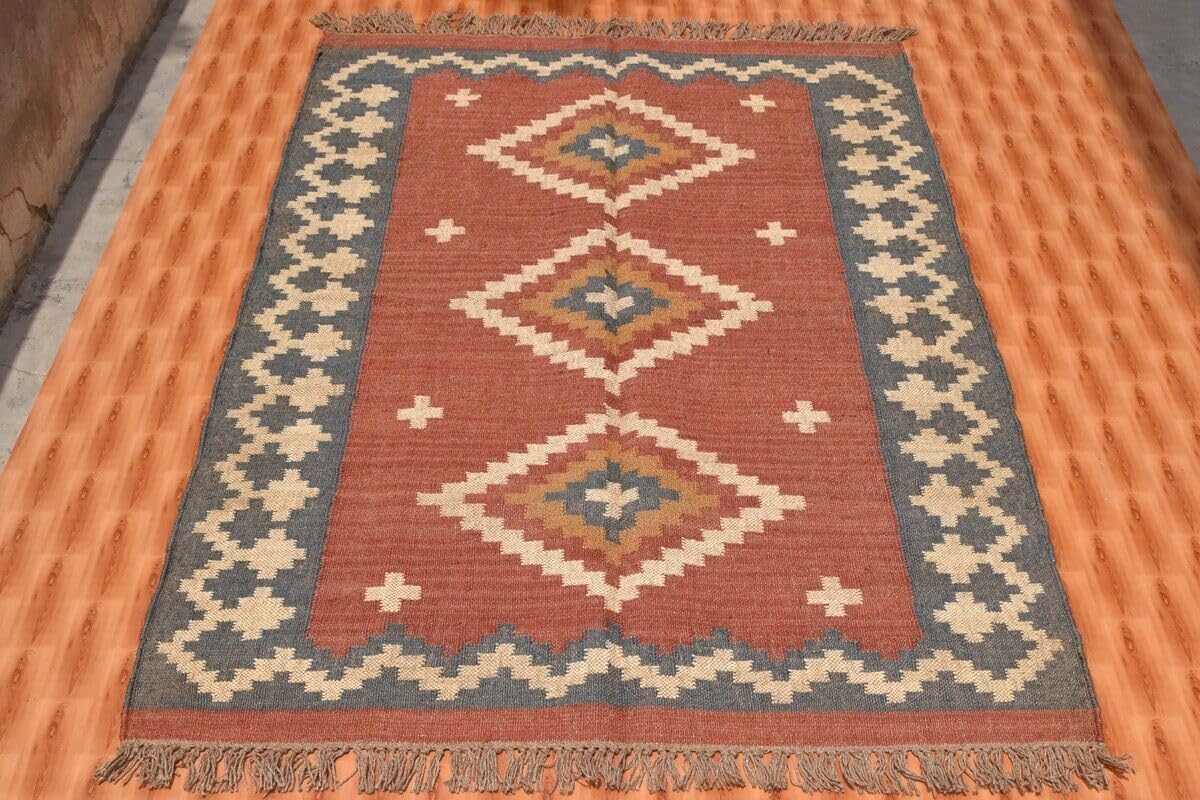 Tapis tissé naturel en laine et jute de style bohème pour salon, chambre à coucher, maison de ferme, 90 x 240 cm