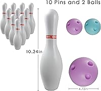 Vista 3 de Juego de bolos OceanWings para niños con bolas iluminadas, juego de bolos con 10 bolos y 2 bolas, juegos deportivos divertidos para nietos, niños