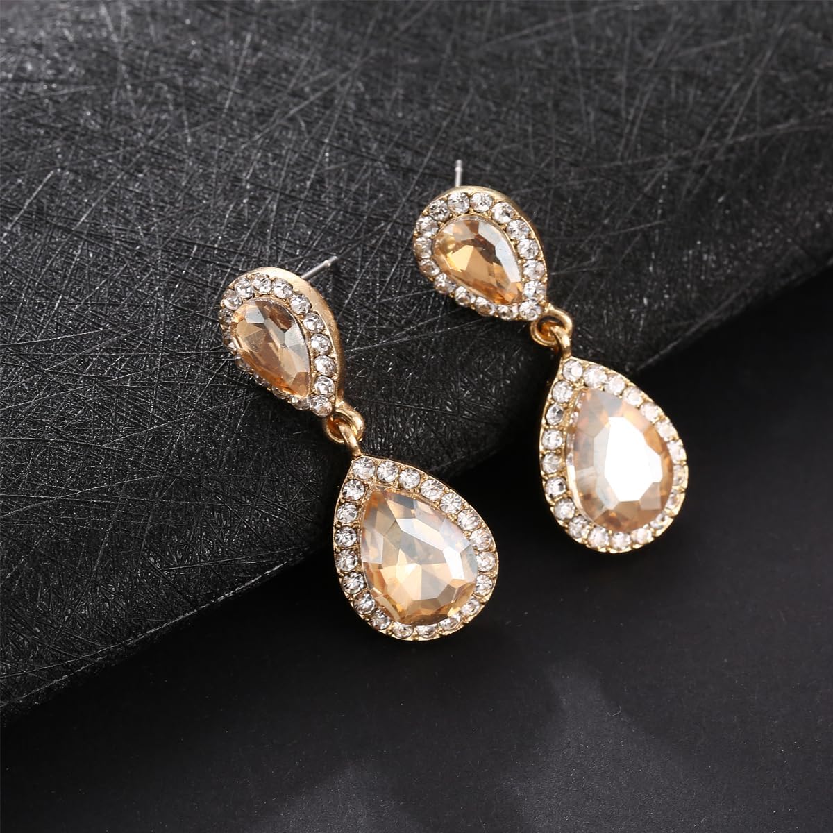 Vintage Rhinestone Teardrop Dangle Earrings Sparkle Crystal Bridal Earrings for Brides Bridesmaides Statement Drop Earrings for Women Wedding Formal Prom - Image 3