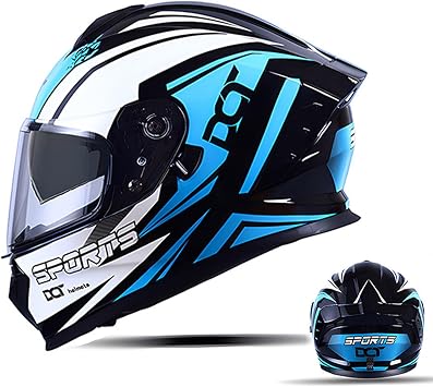 Full Face Motorcycle Helmet DOT Approved Dual Visor Adult Motorcycle Helmet with Rear Wing Moped Street Bike Racing Crash Helmet,Size M2XL