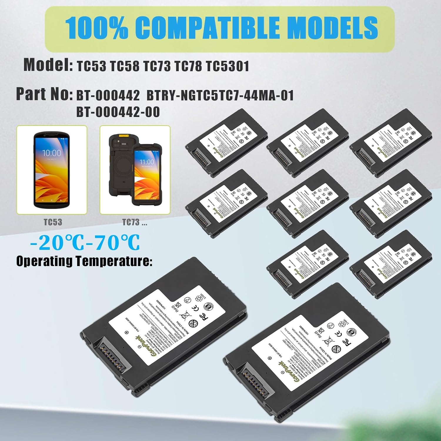 10-Pack TC78 Scanner Battery,BT-000442 for Zebra TC53 TC58 TC73 TC78 TC5301 Barcode Scanner.BTRY-NGTC5TC7-44MA-01 BT-000442-00,4680mAh.