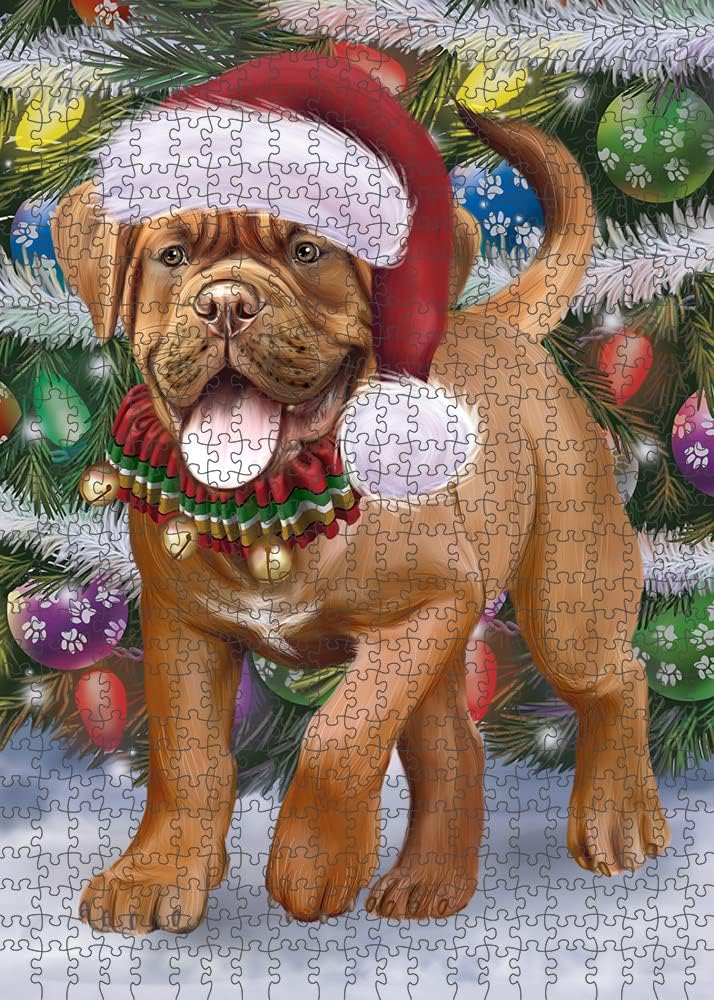 Christmas Trotting in The Snow Dogue De Bordeaux Dog Jigsaw Puzzle for Adults - Animal Printed Interlocking Puzzle Game Artwork - Gift for Dog Lover's - 1000 Pcs 29.5"x19.7", PZLE53948