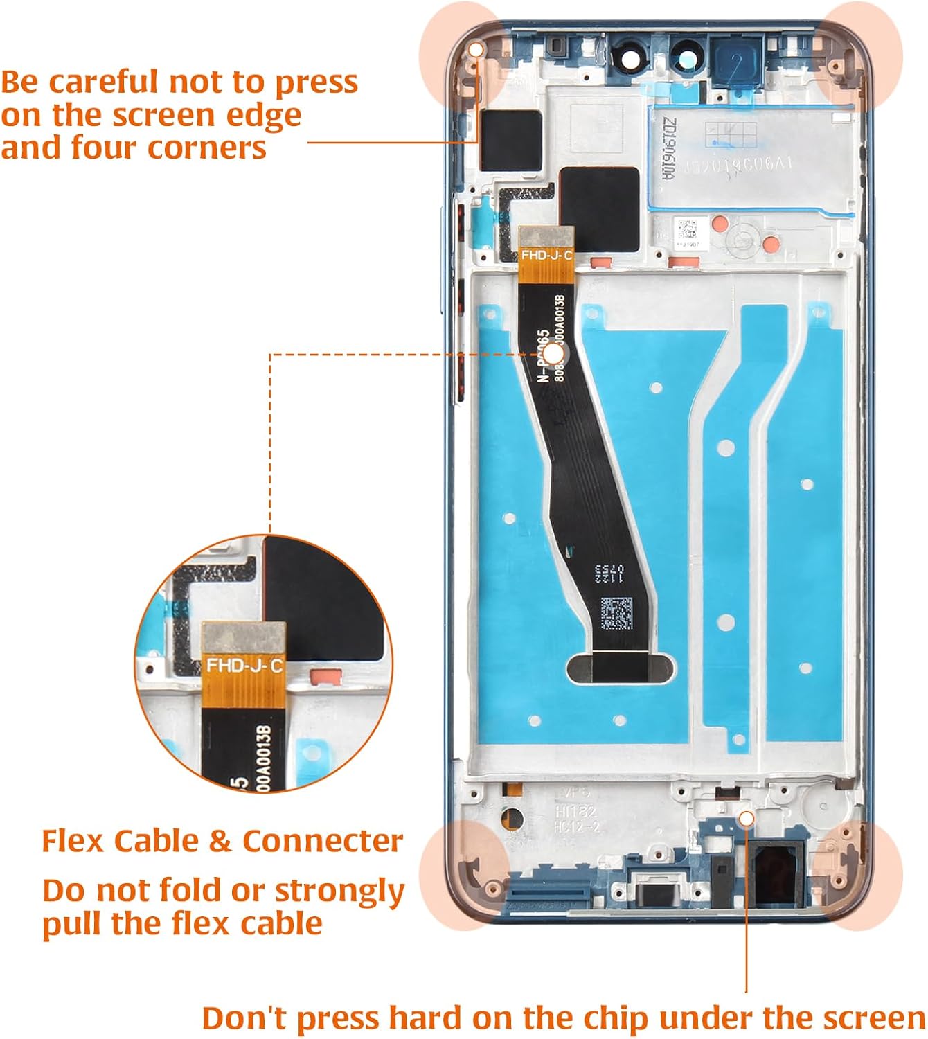 A-Mind for Huawei Y9 2019 Screen Replacement with Frame JKM-LX1 JKM-LX2 JKM-LX3 LCD Display Touch Screen Glass Digitizer Full Assembly with Repair Tool Kits (Blue) Power Volume Button not Included
