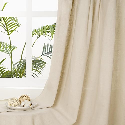 Miniatura 8 de Cortinas rústicas estilo bohemio, con bolsillo para cortinero, para decoración de sala de estar, dormitorio, mezcla de algodón, juego de 2 paneles,