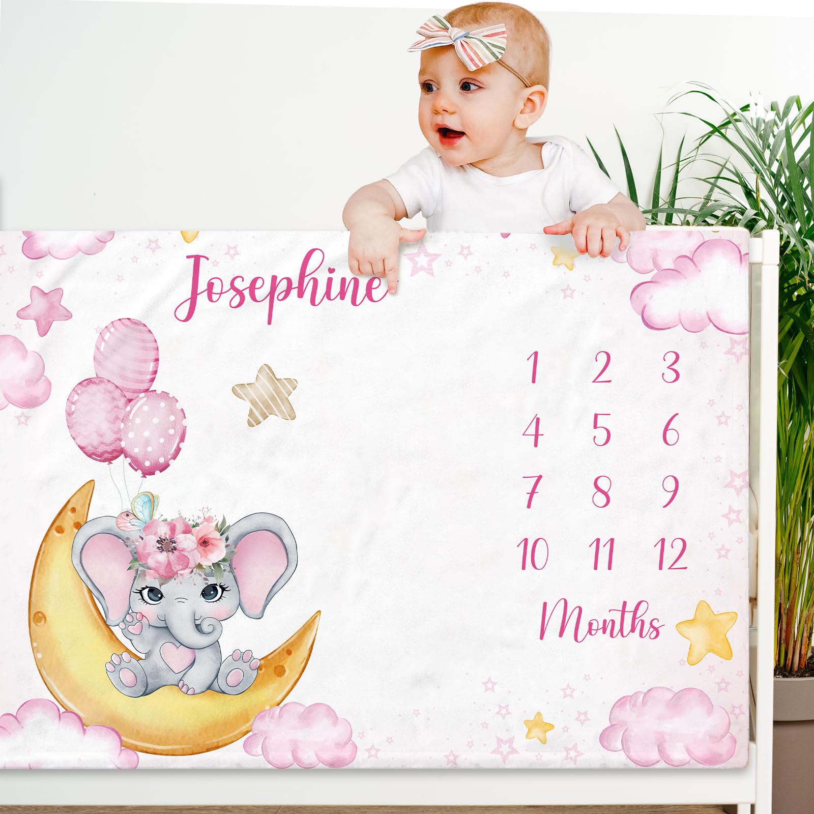 Couverture Étapes Bébé Personnalisée 130x100 Cm - Tapis Mois Bébé Forêt Animaux, Cadeau Naissance Garçon/Fille