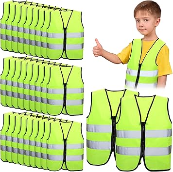 Panitay 30 Pieces Kids Safety Vest Kids Group Reflective Vest Neon Kid ...
