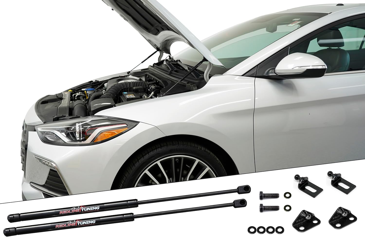 Redline Tuning 21-14010-02 Hood QuickLIFT Plus System Compatible with Hyundai Elantra 2016-2018 (All Black Components)