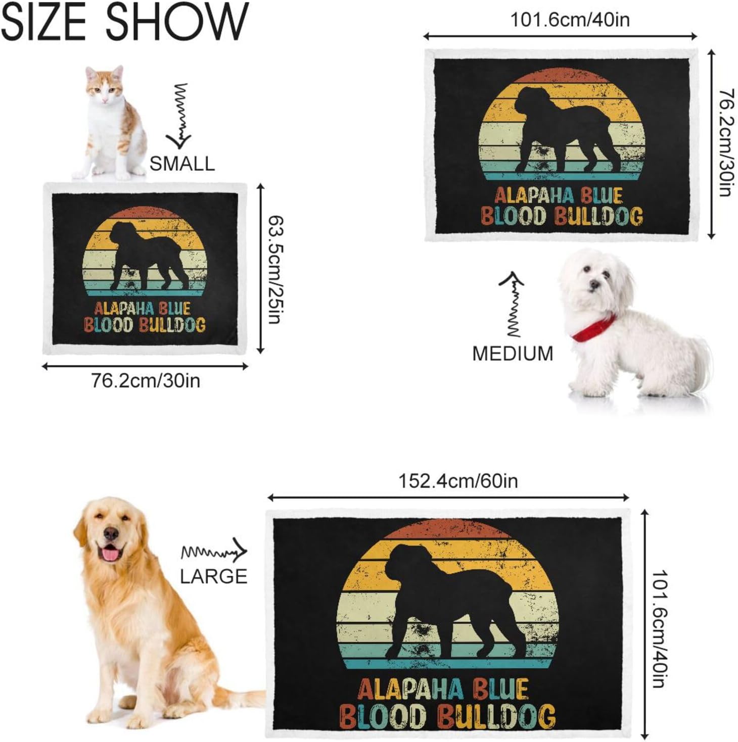 review Alapaha-Blue-Blood-Bulldog-Print Premium Warm Pet Blanket, Dog Blankets, Cat Blanket, Bed Cover for Dogs and Cats.