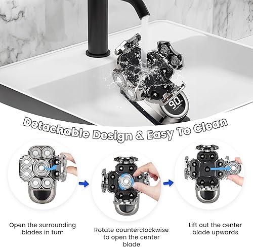 Miniatura 6 de Afeitadoras de cabeza 9D para hombres calvos afeitadoras de cabeza calva desmontables 6 en 1 con pantalla LED - Maquinilla de afeitar eléctrica