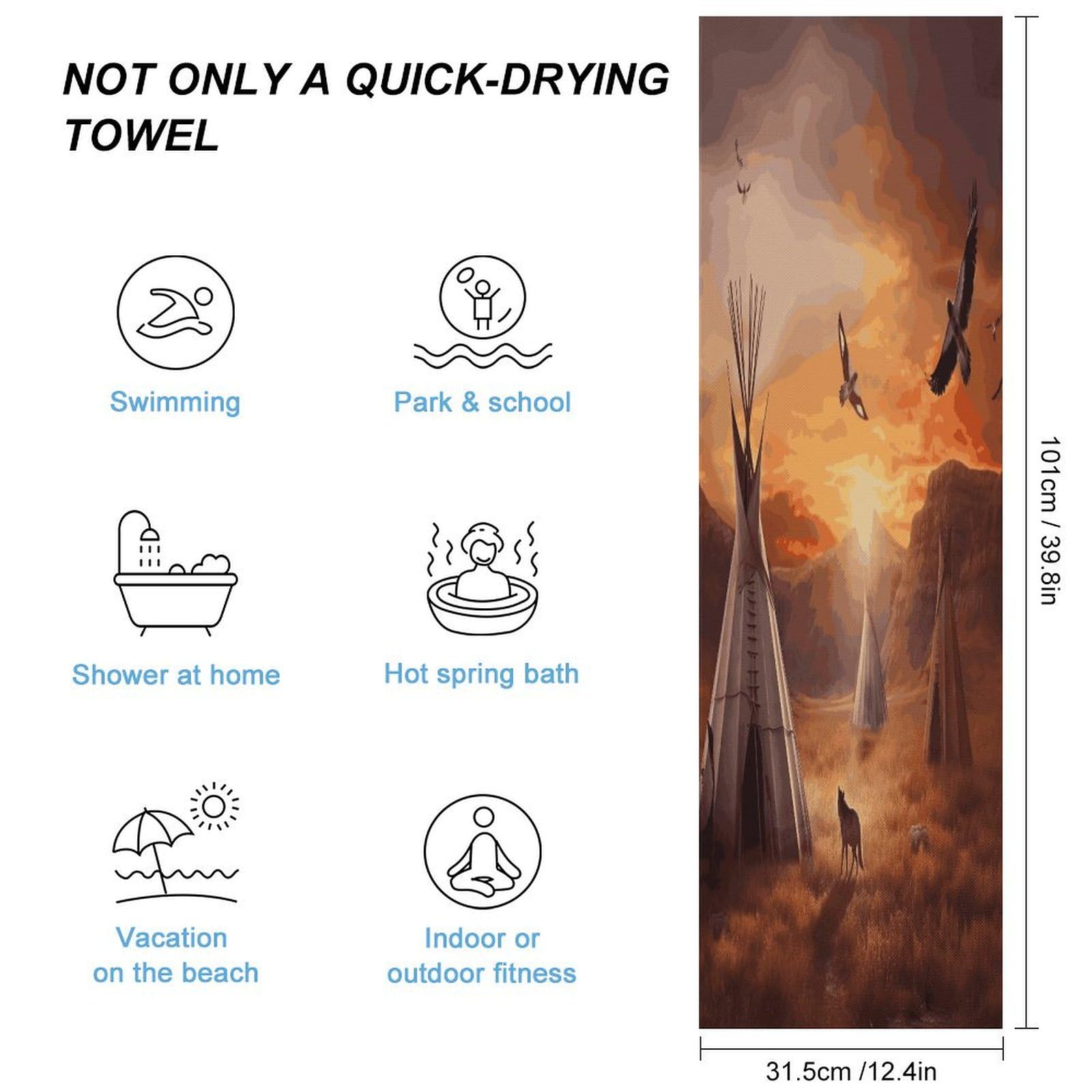 AQRJLPM Native American Tribes Quick Dry Towel Cold Fabric Workout Sweat Towels Highly Absorbing Odor-Free Travel Towel for Hot Yoga Tennis Running Exercise Working Out Camping