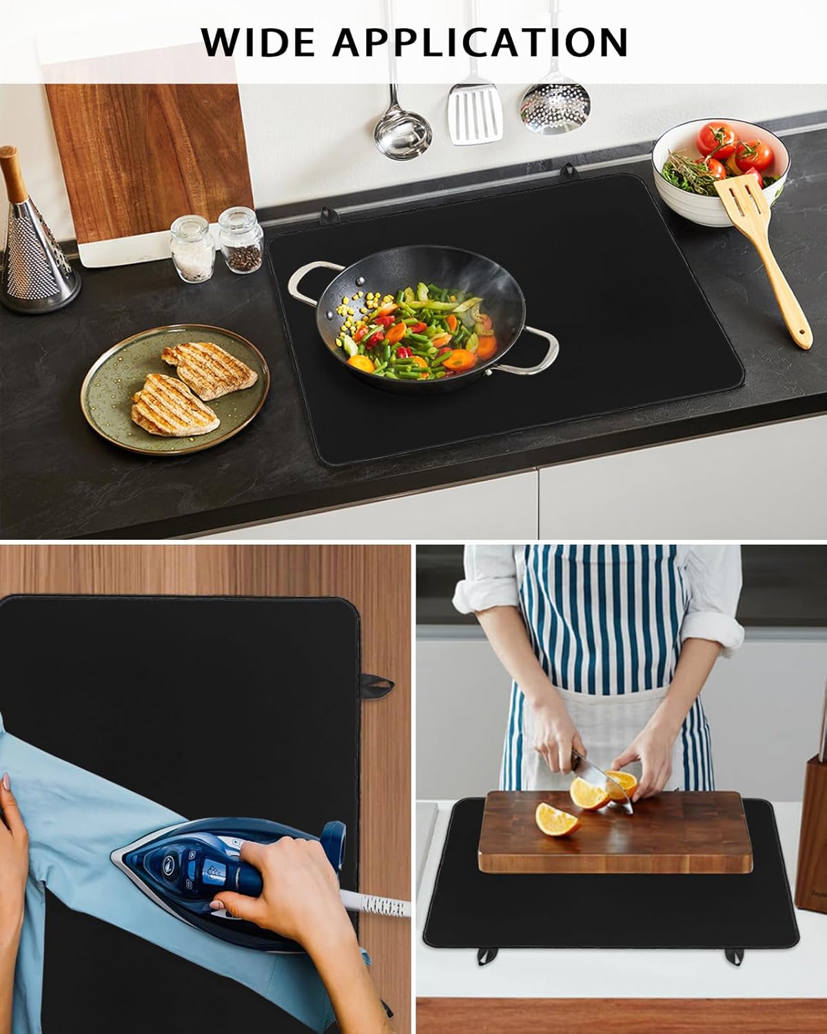 Stove Cover, Stove Top Covers for Electric Stove, Solid Color Black Large Cooktop Cover Protector Heat Resistant Foldable Rubber Anti-Slip Mat for Glass Stove Top 31"x24"