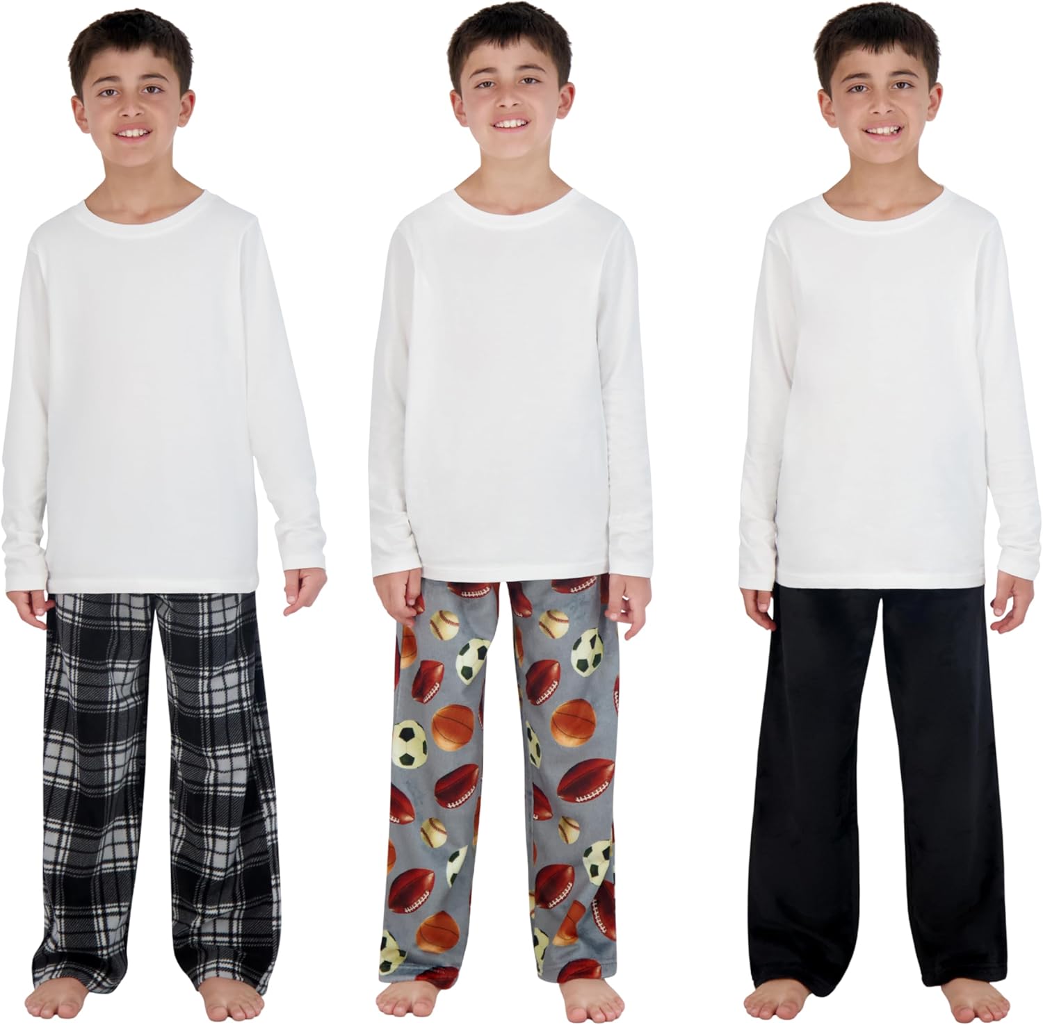 US Angels 3-Pack Boys Pajama Pants - Soft Micro Fleece OR Jersey Knit PJ Bottoms for Kids - Boys Sleepwear, Size 7-20 - Image 2