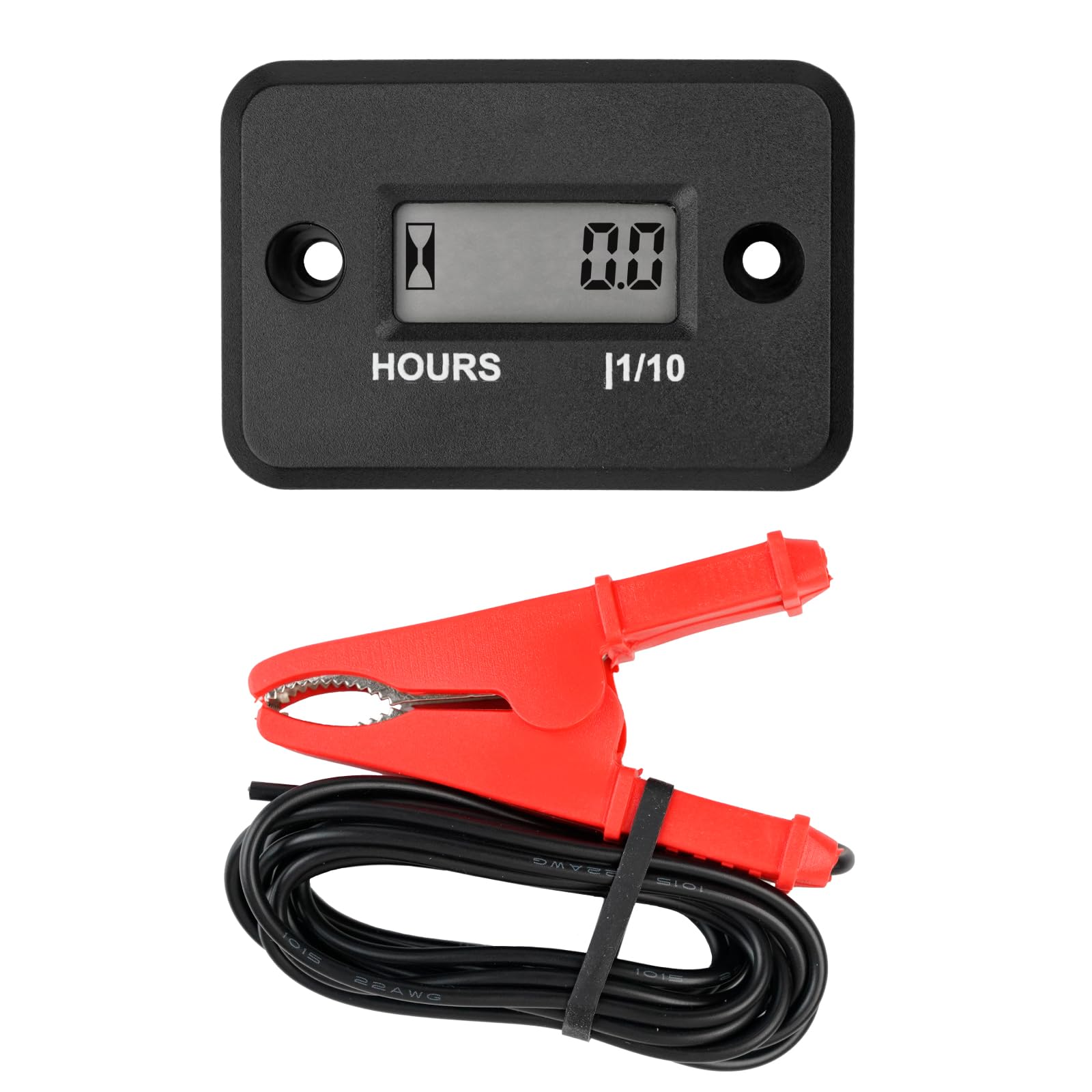 Runleader Medidor de horas digital con clip de cocodrilo para mantenimiento, funciona en cortacésped, generador fuera de borda, mo