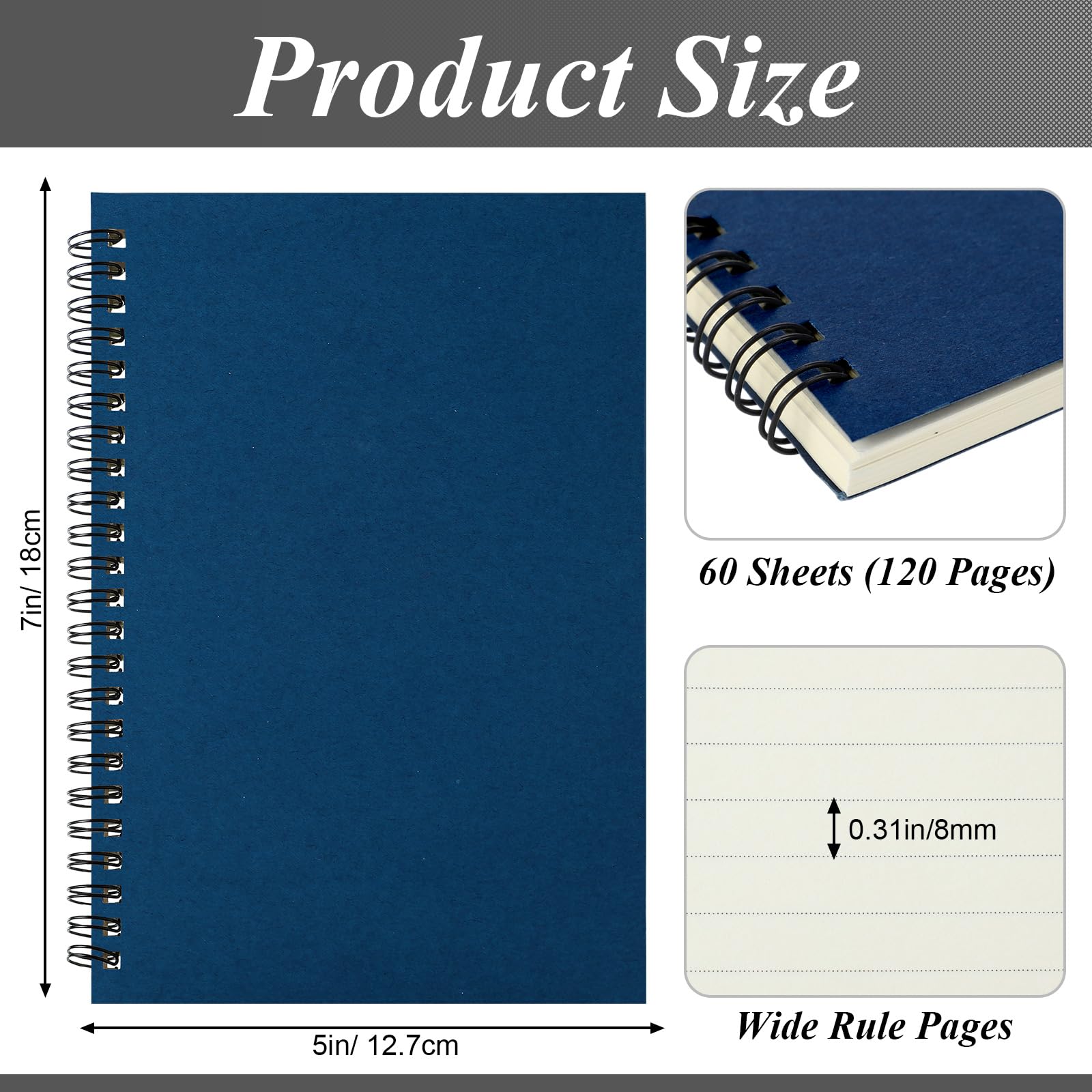 Leelosp Lot de 24 petits carnets à spirales, multicolore, 12,7 x 17,8 cm