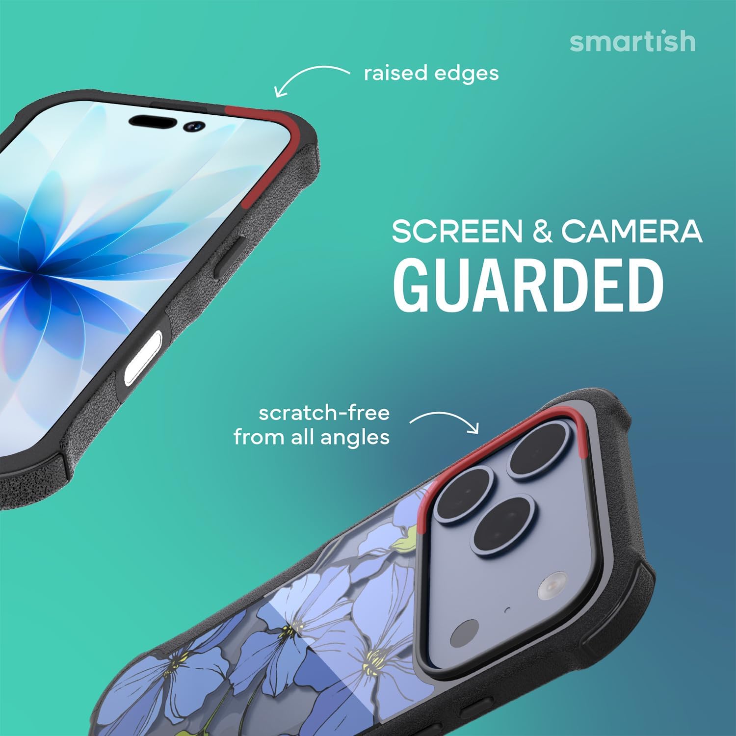 Smartish® iPhone 17 Pro MagSafe Case - Gripzilla Protective Magnetic Case for Men [Rugged + Tough] Military Grade Heavy Duty Grip Armor - Drop Tested for Apple iPhone 17 Pro - Blue Blossoms