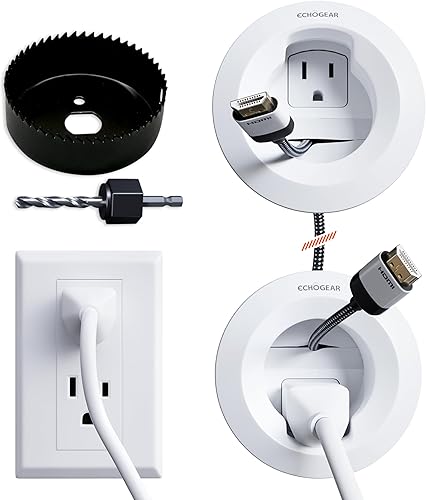 ECHOGEAR Kit de gestión de cables en la pared para cables de alimentación y bajo voltaje – Ocultar cables de TV detrás de la pared – Incluye módulos
