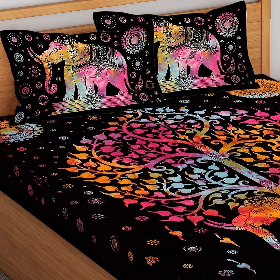 THB 170TC Cotton Sanganeri Mandala Print Jaipuri Double Bed King Size Bedsheet with 2 Pillow Covers,90 X 108 Inch (B0BQRMQX6G) Amazon Price History, Amazon Price Tracker