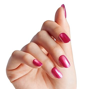 Kiss colorFX by Impress Press On Nails, Around You, 30 No Glue Peel and Stick Nails Kit with IMPROVED Adhesive, Pink Short Oval Pearlescent Effect, Includes Prep Pad, Manicure Stick & Mini File
