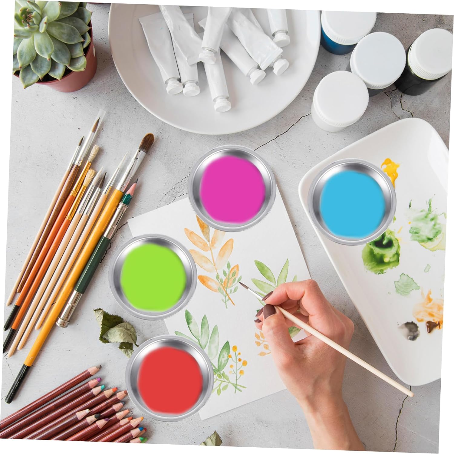 Stainless Steel Mixing Trays 6pcs for Model Painting