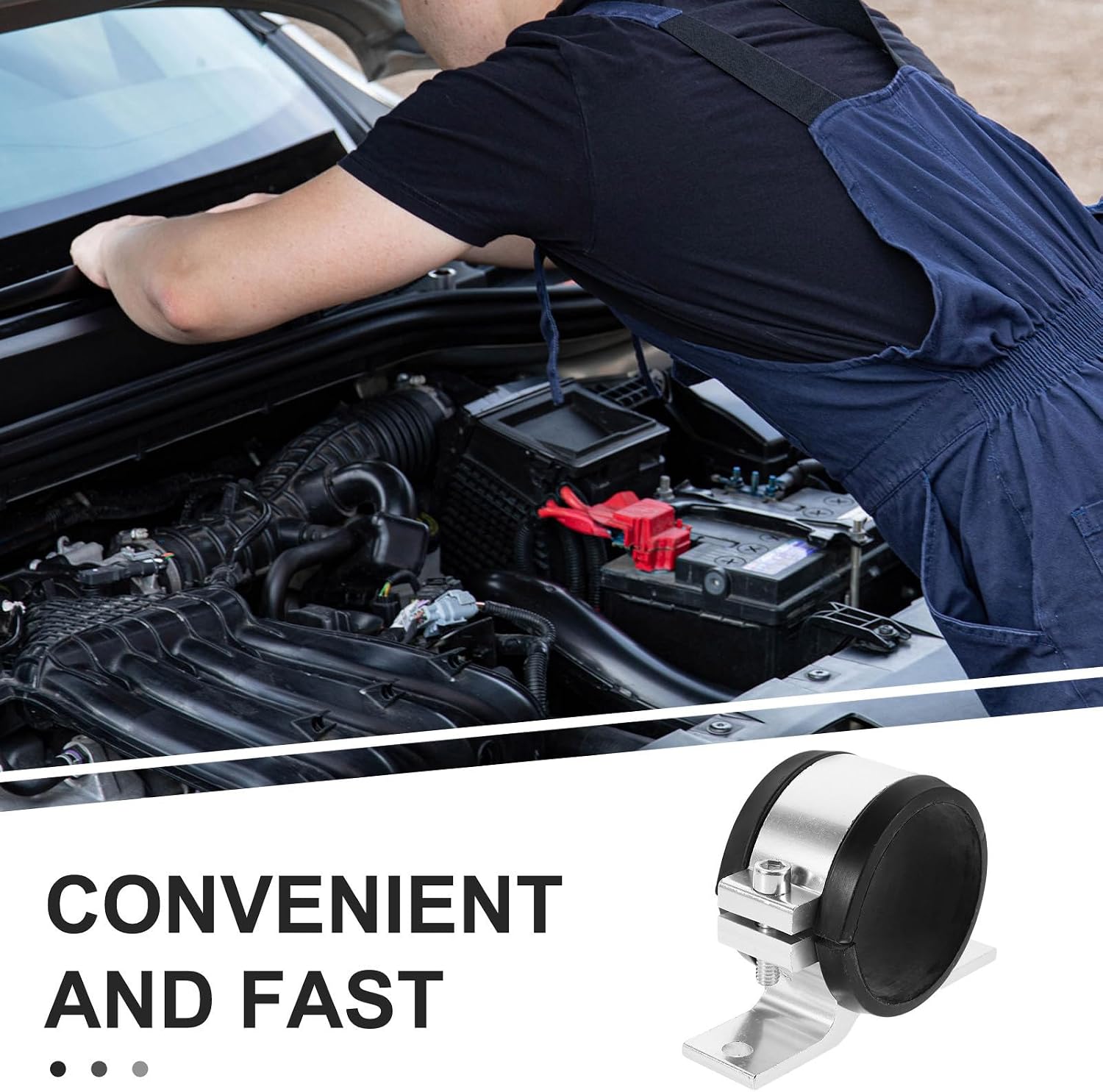 ORFOFE Pump Mounting Clamp for Car Modification 50mm Metal Bracket with Stable Design and Easy Self-installation, Quick Release Pump Mount Holder for Highspeed Scenarios, Silver