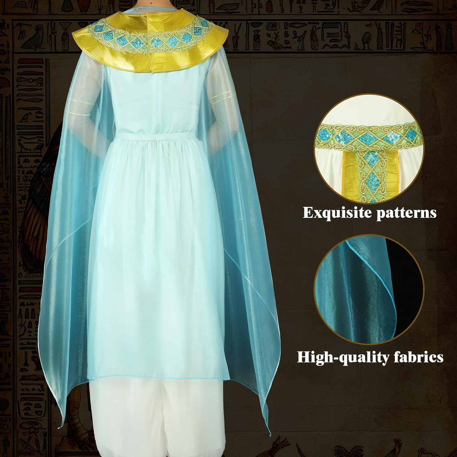 Yunlly 5 Pcs Halloween Egyptian Costume Women Black Bob Wigs Egyptian Headpiece Snake Bracelet Arm Cuff and Bangle Bracelet