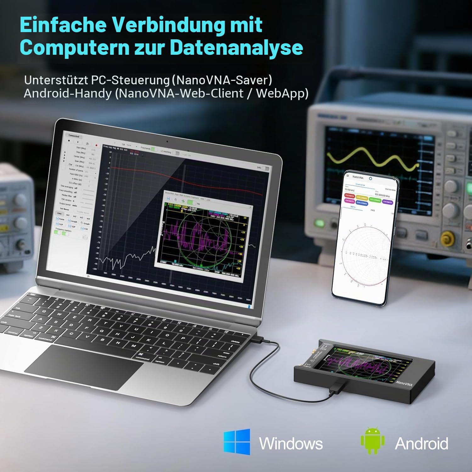 AURSINC NanoVNA-H4 Antennenanalysator, 4-Zoll Touchscreen Vektor-Netzwerkanalysator, 2025 HW V4.4 9 KHz-1,5 GHz HF VHF UHF, Messung von S-Parametern, SWR, Phase, Verzögerung (NanoVNA-H4)