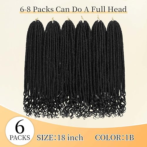 Miniatura 3 de Goddess Locs - 6 paquetes de cabello de ganchillo rectos, trenzas de ganchillo de 18 pulgadas, extensiones de cabello sintético rizado suave