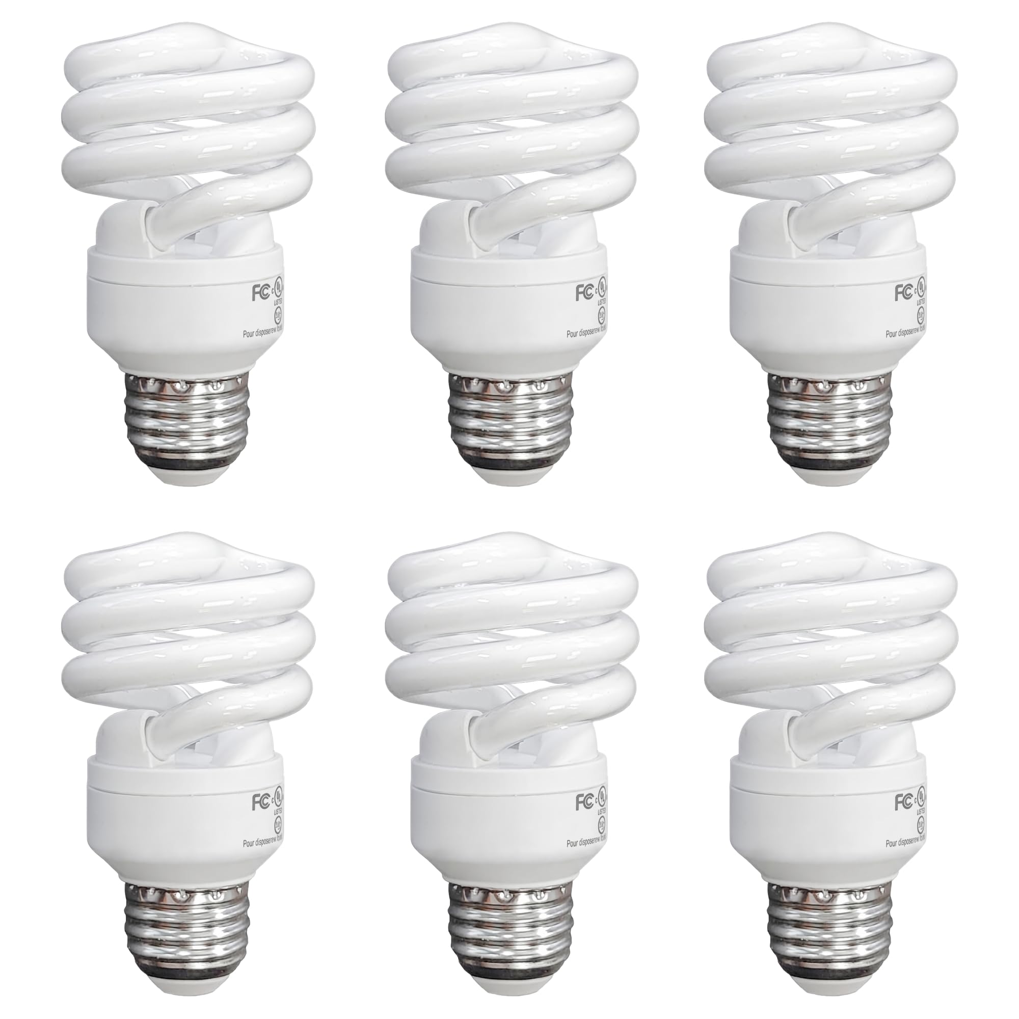 Xtricity Compact Fluorescent Light Bulbs T2 Spiral, E26 Base, 23W (100W Equivalent), 5000k Daylight, 1520 Lumens, CFL, 120V - UL Listed, (6 Pack)