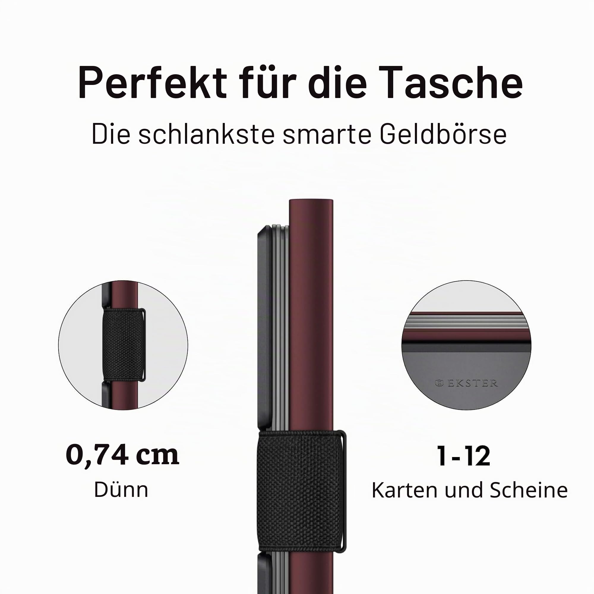 Ekster Aluminium RFID Blocker kartenetui Geldbeutel Herren | separiert und wirft einzelne Karten mit einem klick aus, stark und dennoch leicht mit viel Platz für Bank- und Visitenkarten (Redwood)