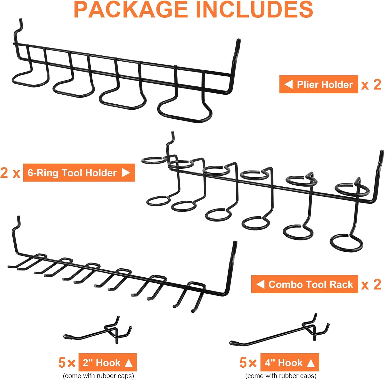 G.CORE 1/8-Inch and 1/4-Inch Peg Board Accessories, 12 Pack Pegboard Bins & Cups and 16 Pack Pegboard Utility Hooks Peg Board Holders & Rack for Screwdriver Piler Multi Tool Accessories