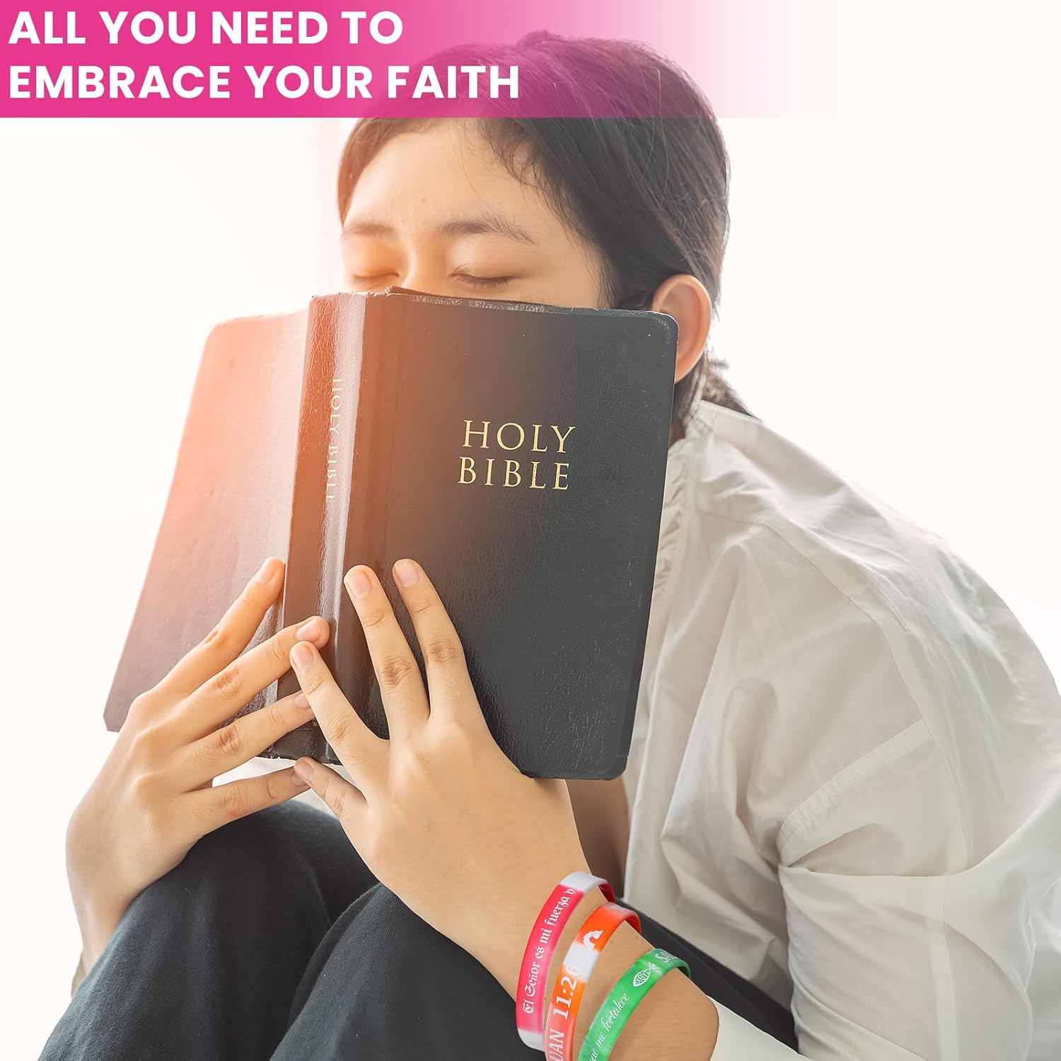 Skylety 60 Pcs Spanish Bible Verse Silicone Bracelets Bulk