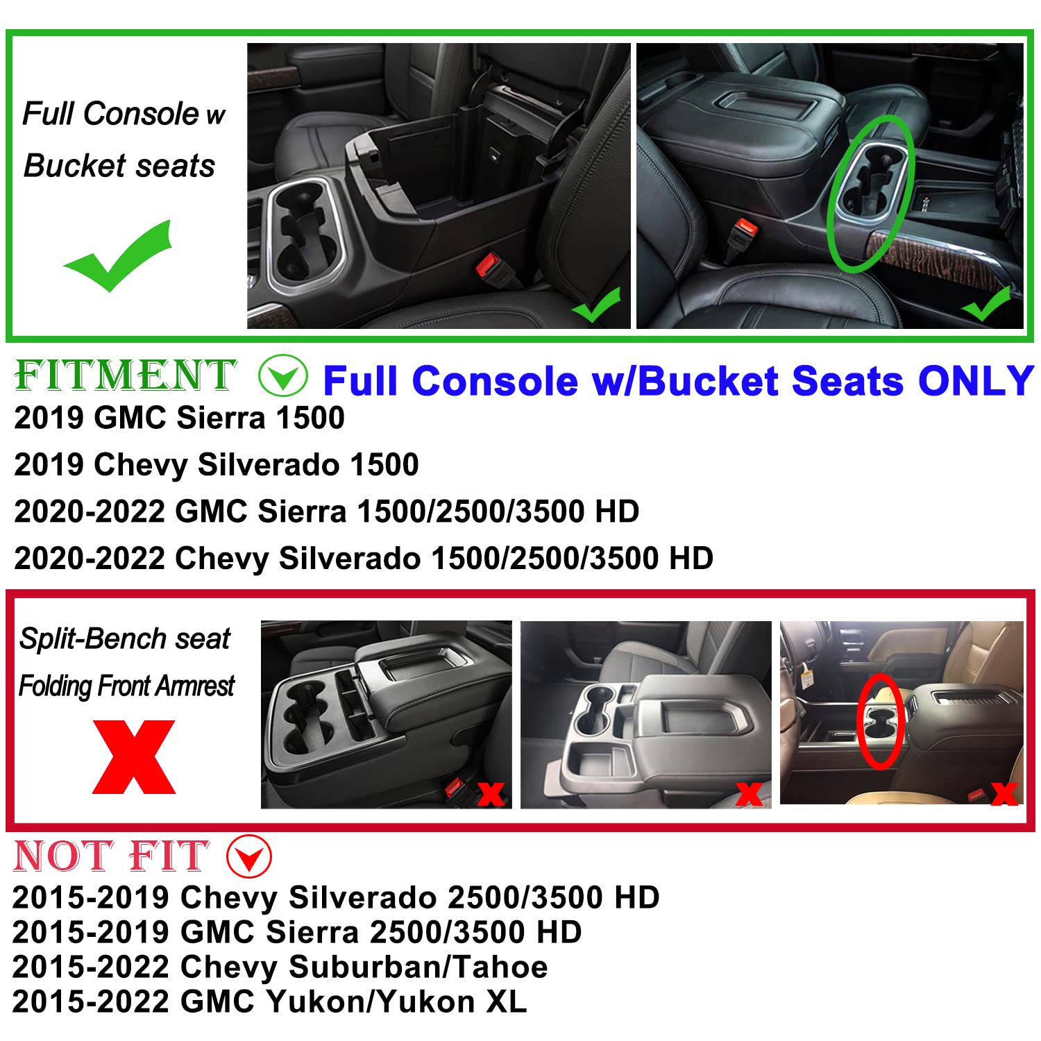 JKCOVER Center Console Organizer Tray Compatible with (20192022) Chevy