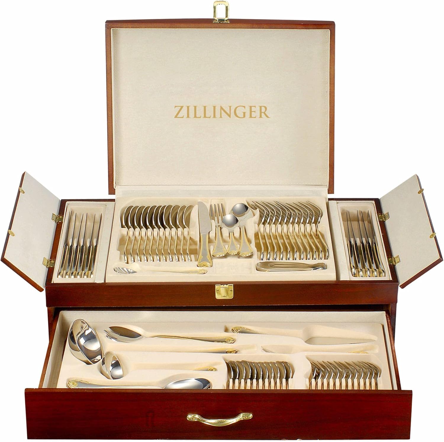 ZILLINGER Heavy Quality 72 Piece Gold Table CUTLERY Set Stainless Steel