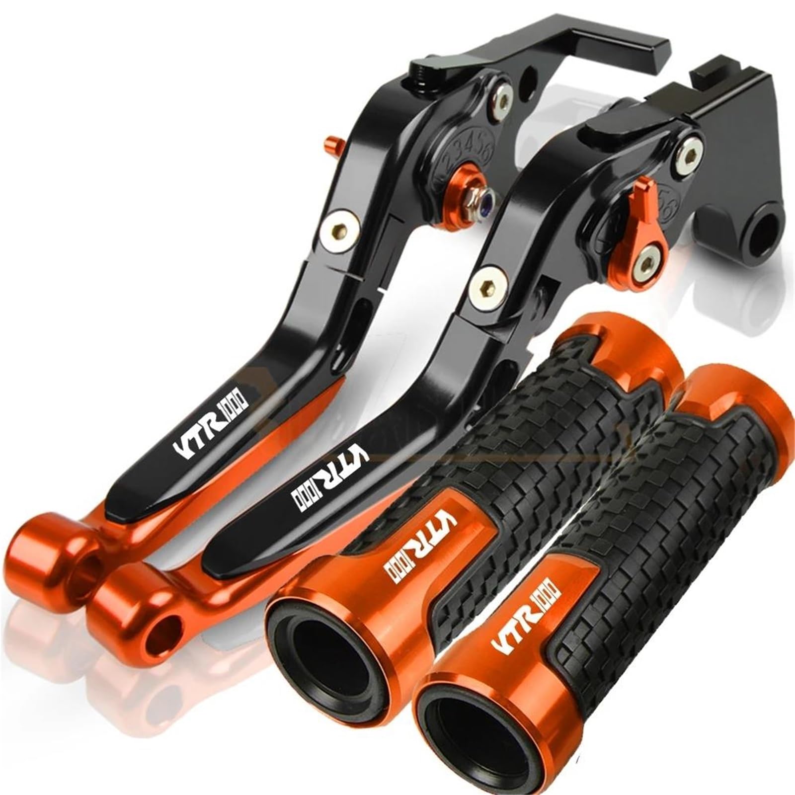 Tgvselpj Orange 2 Motorcycle Part Folding Extendable Brake Clutch Levers Motorcycle Accessories Parts Adjustable Handle For H-Onda Vtr1000f 1998-2005(Orange 2)
