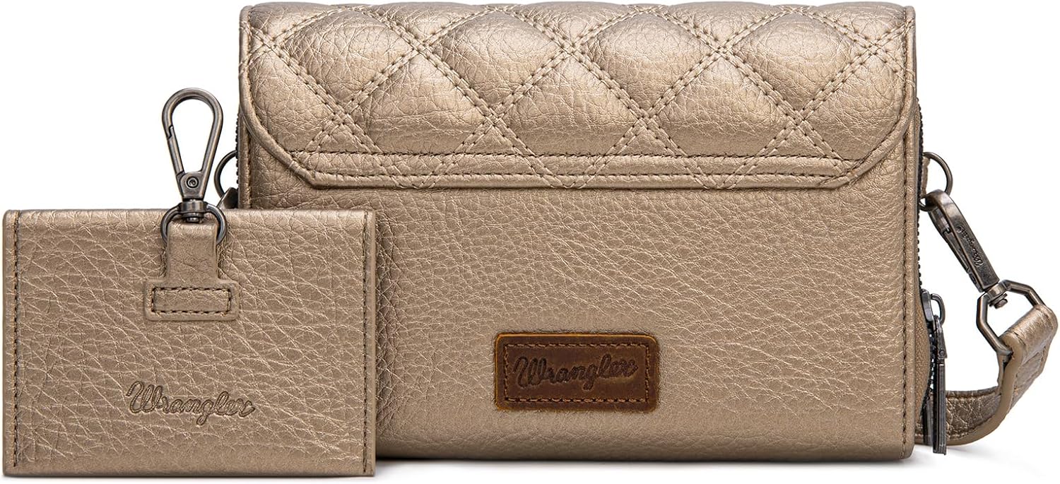 Wrangler 2 Pcs Flap Crossbody Bags for Women Detachable Dual-compaument Wallet Set - Image 4
