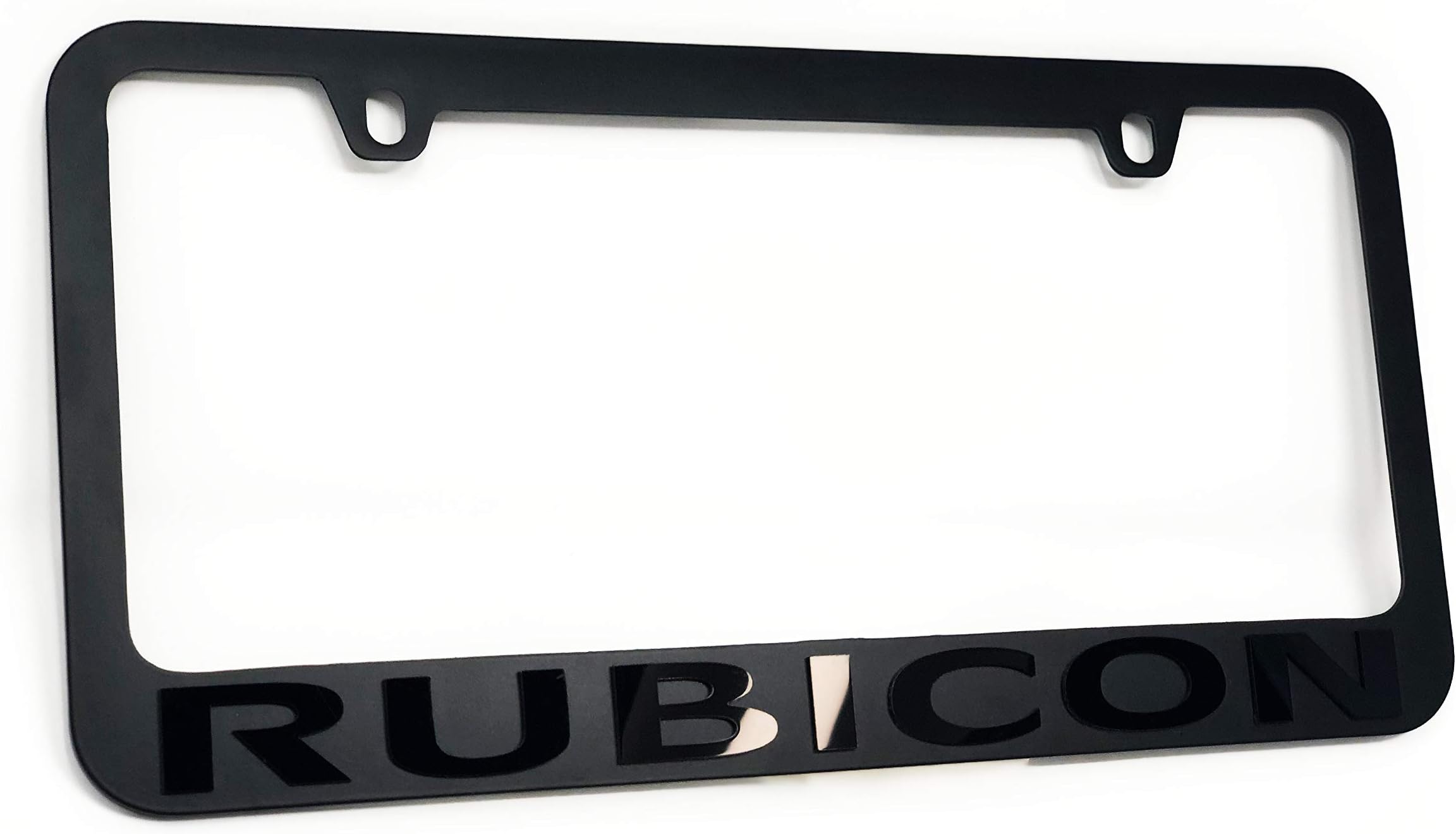Jeep Rubicon Stealth Blackout License Plate Frame - Black with Black Script Logo