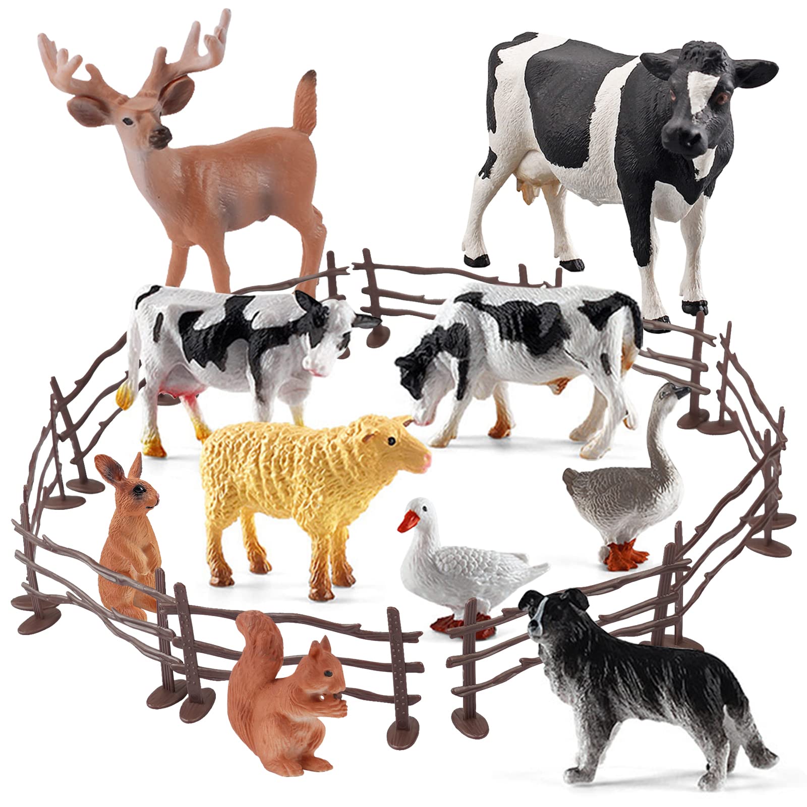 Amazon.co.jp: SAIEMNOOET リアルな農場家禽動物フィギュア フェンス