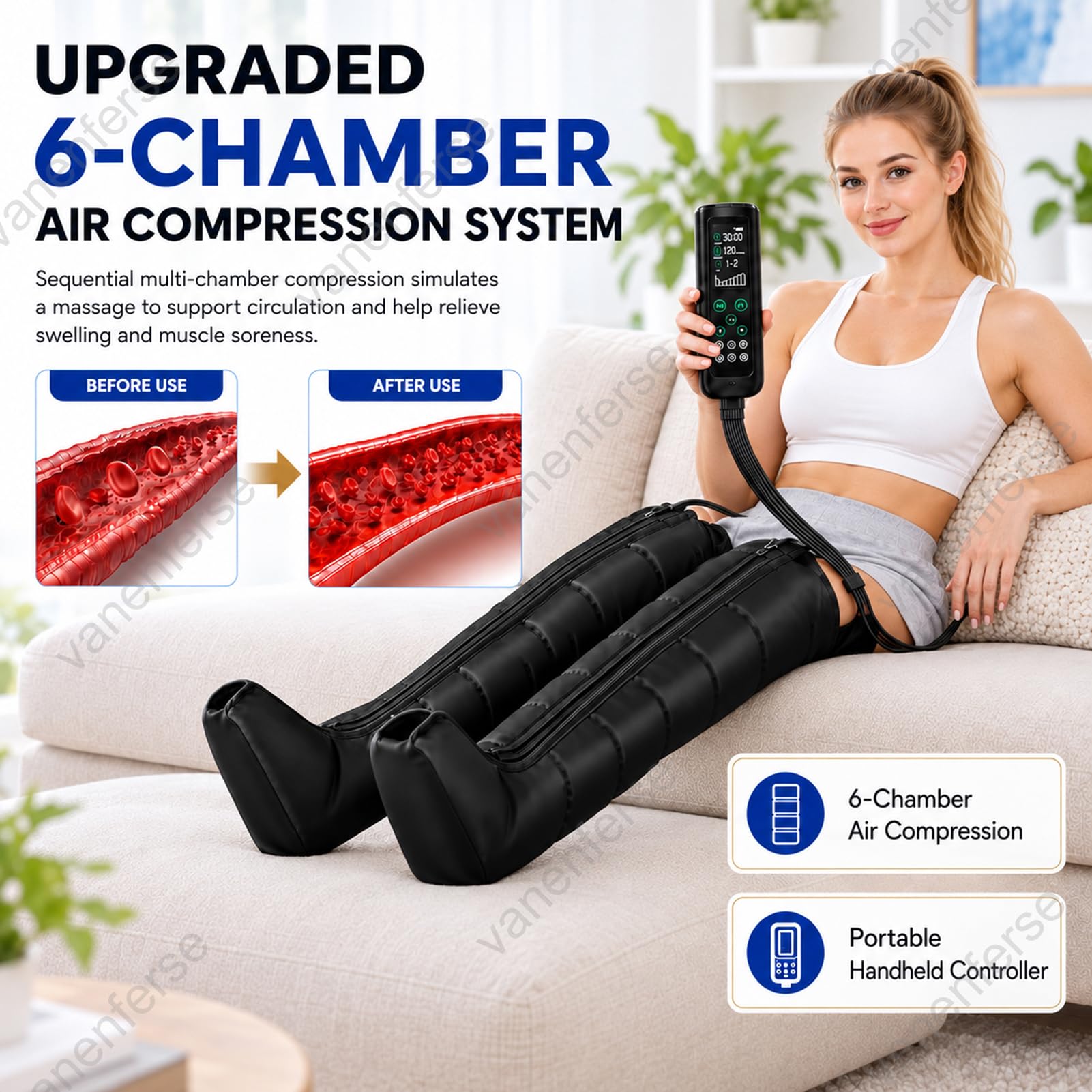 Pressoterapia Linfodrenaggio Gambe per Casa con 6 Camere