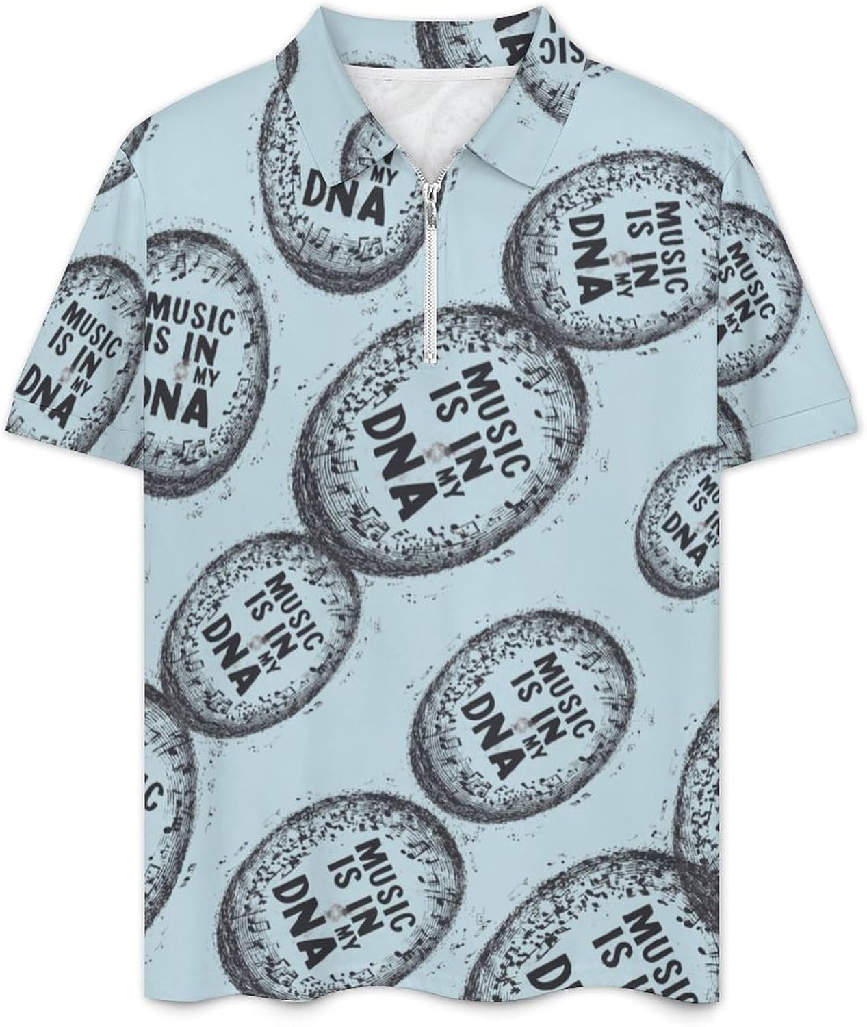 Music Is My -Dna Mens Polo Shirts Track Suits 2 Piece Short Sleeve Sweatsuit 1/4 Zip Golf Loungewear for Sports