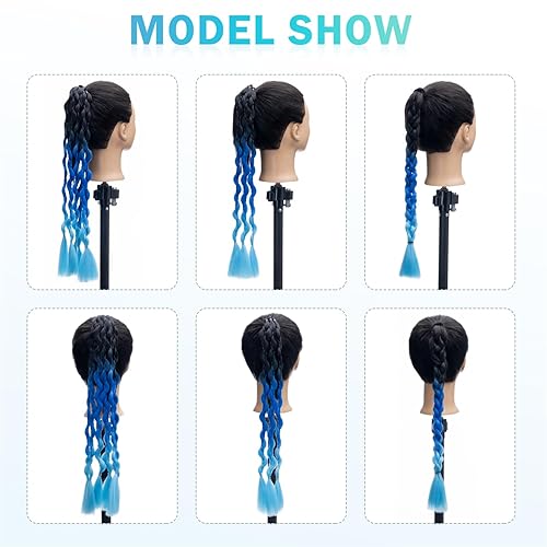 Miniatura 4 de Hairro Extensiones de cabello de trenzas de colores con bandas de goma, extensiones sintéticas trenzadas arco iris para mujer, Halloween, Navidad,