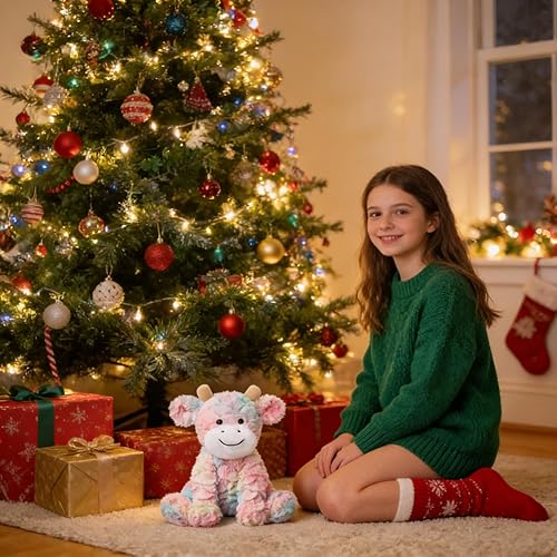 Miniatura 4 de Hopearl Adorable Vaca de Peluche Juguetes Coloridos, Ganado Lechero Suave de Felpa, Juguetes de Animales de Peluche Lindos, Regalos de Cumpleaños