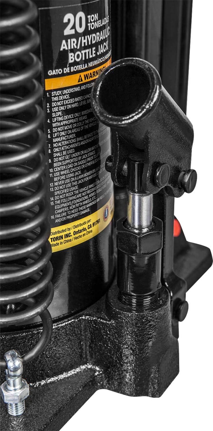 New Deal Torin 20 Ton (40,000 LBs) Capacity Pneumatic Air Hydraulic Heavy Duty Bottle Jack with Manual Pump for Trucks, ATA92006B , Black