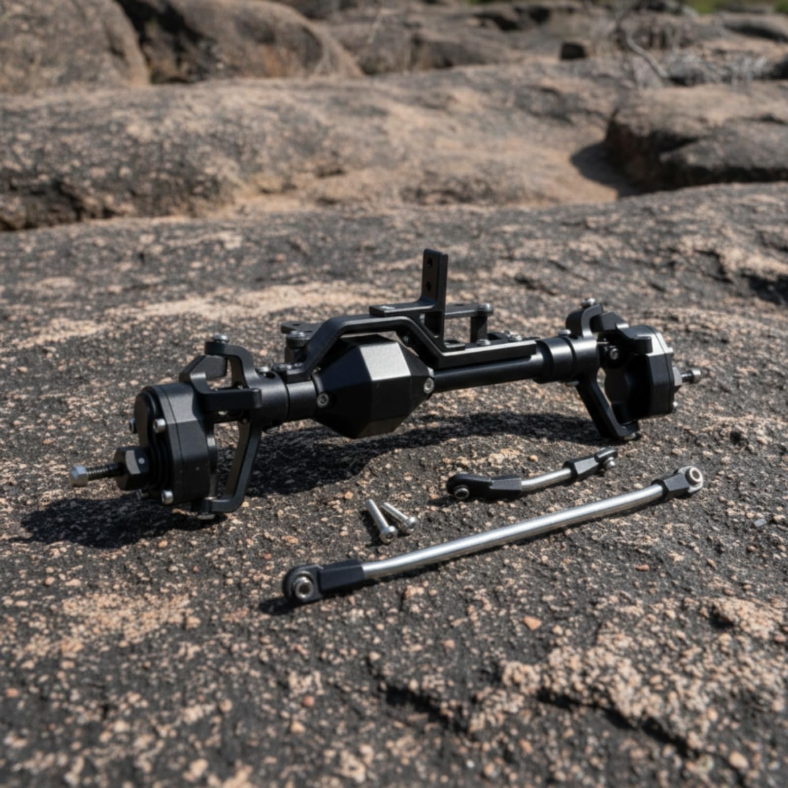 Assale Posteriore per Crawler RC Assale Veicolo Assale Rigido Ponte Posteriore per Chassis Personalizzati in Lega con Snodi E Tiranti Metallici a, Argento