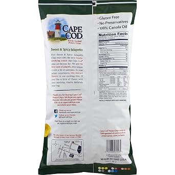 Cape Cod Potato Chips, Kettle Cooked, Sweet & Spicy Jalapeno, 8 oz, (pack of 3)