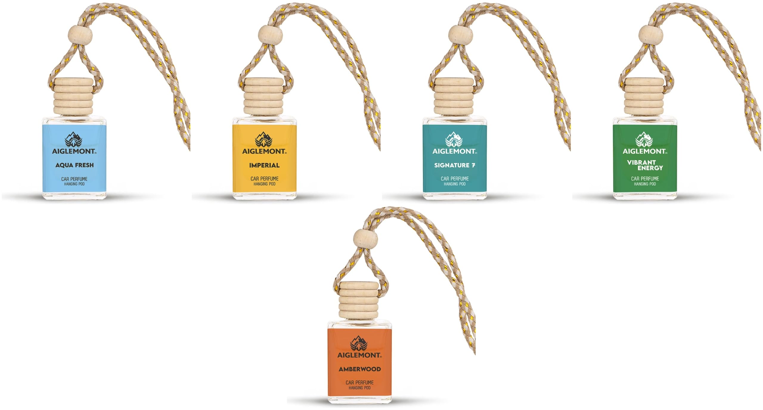 Car Perfumes combos | Aqua Fresh+ Imperial + Signature 7 Scent+ Vibrant Energy+ Amberwood| Combo of 5 | 10 ml Each-image-42