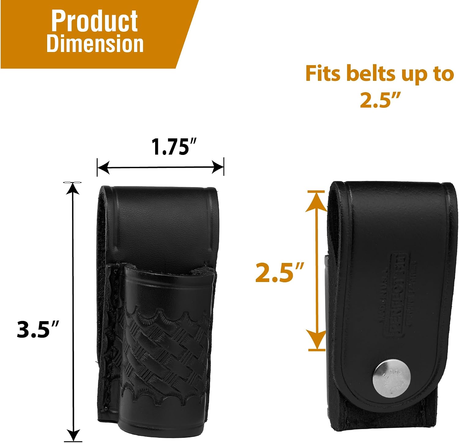 Black Flashlight Holder with Snap Back Belt Slide, Open Top and Open Bottom image 3